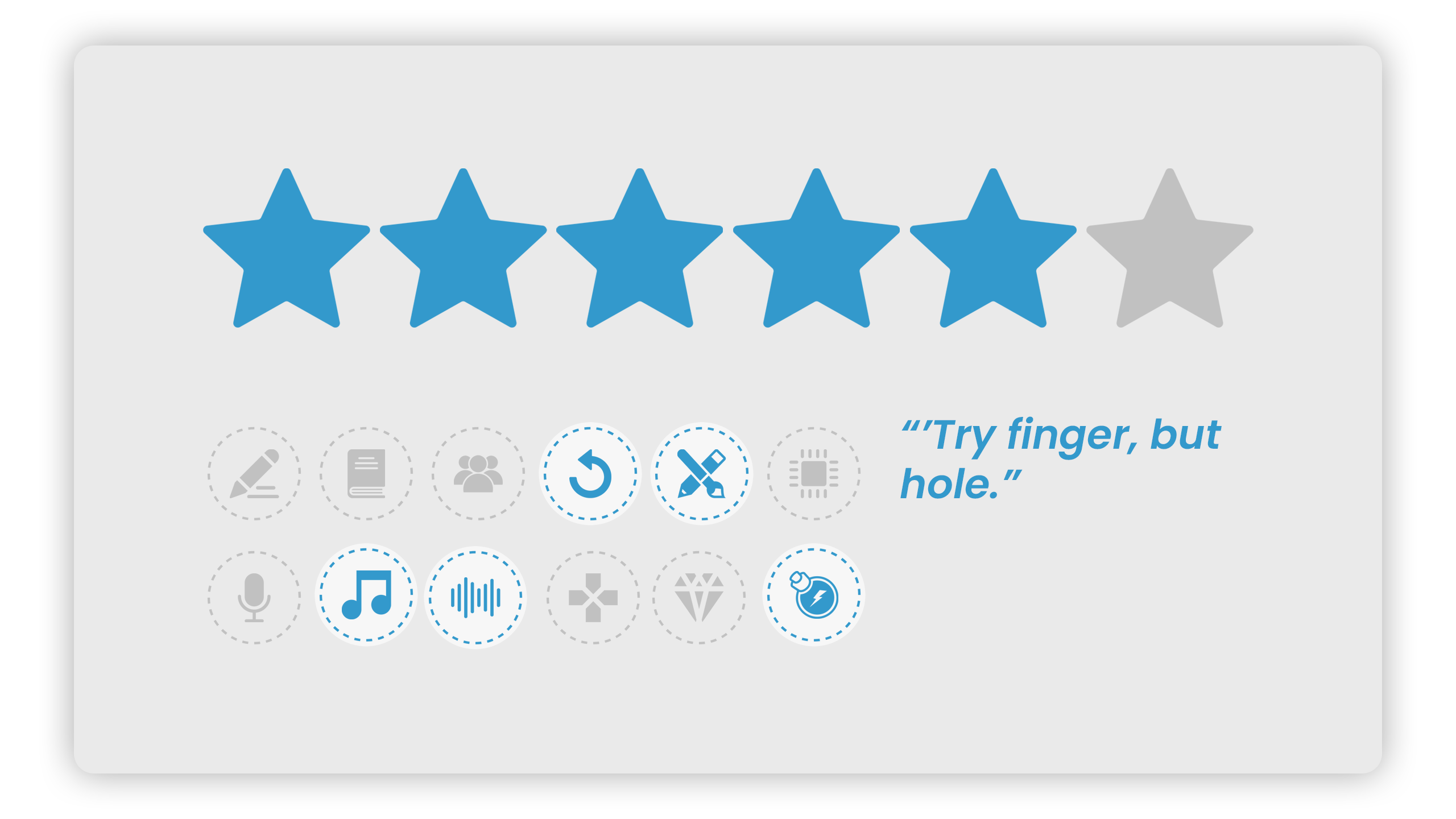 Elden Ring Review. Five Stars. Badges for Replayability, Art Direction, Soundtrack, Sound Design, and Special Sauce.