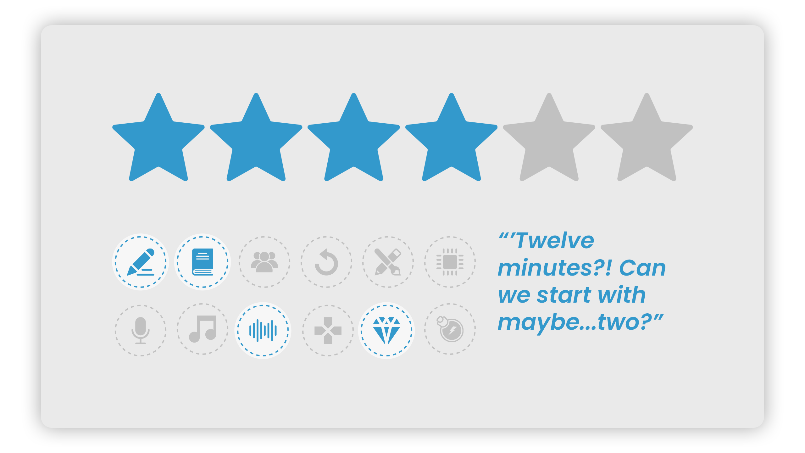 Twelve Minutes Review. Four Stars. Badges for Writing, Story, Sound Design, and Unique.
